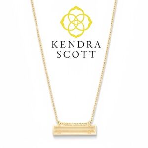 NWT Kendra Scott Leanor 14K Gold Plated Citrine Bar Pendant Necklace